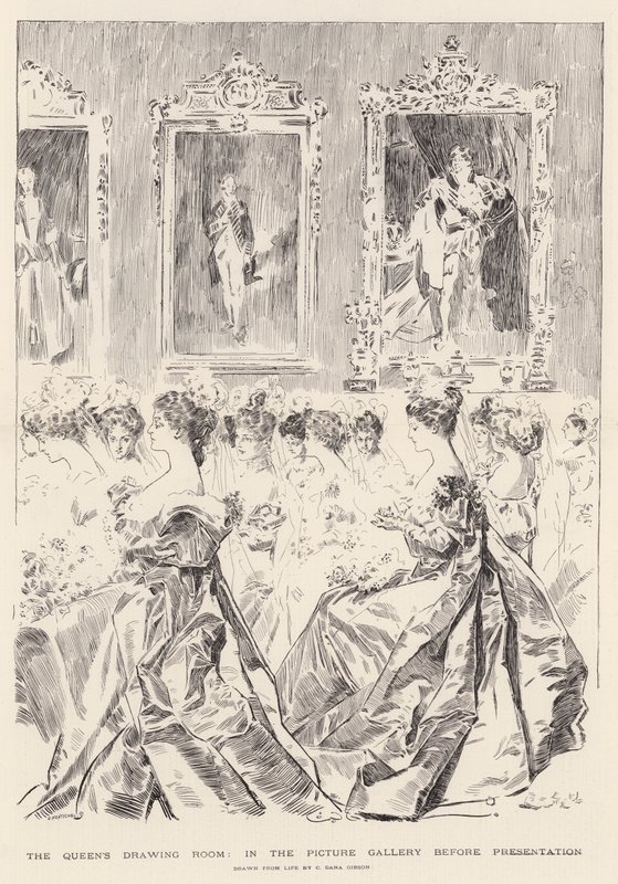 Der Zeichensaal der Königin, in der Bildergalerie vor der Präsentation von Charles Dana Gibson