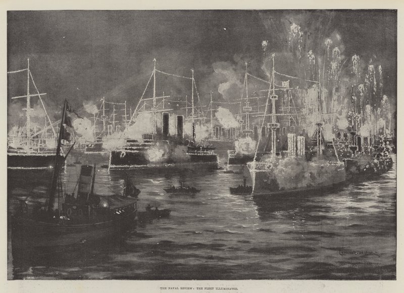 Die Marineparade, die Flotte beleuchtet von Charles John de Lacy