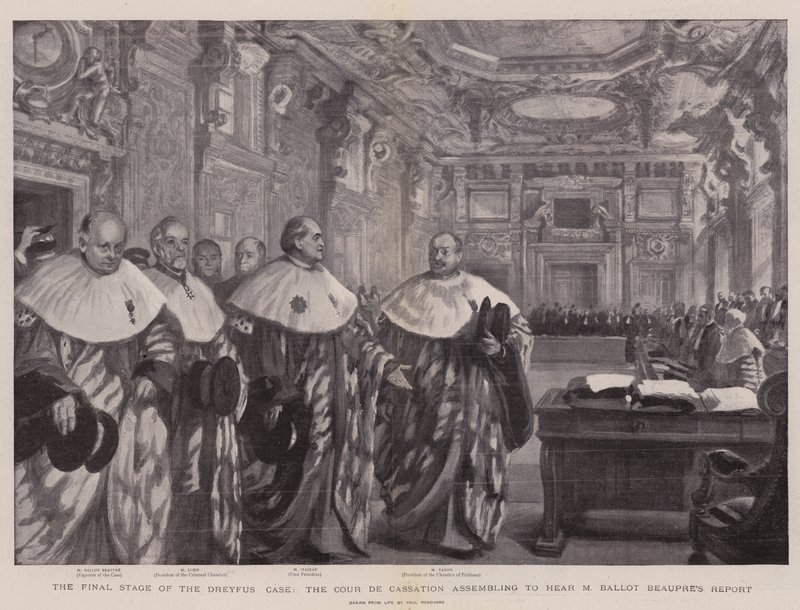 Die letzte Phase des Dreyfus-Falls, die Cour de Cassation versammelt sich, um den Bericht von M Ballot Beaupre zu hören von Charles Paul Renouard