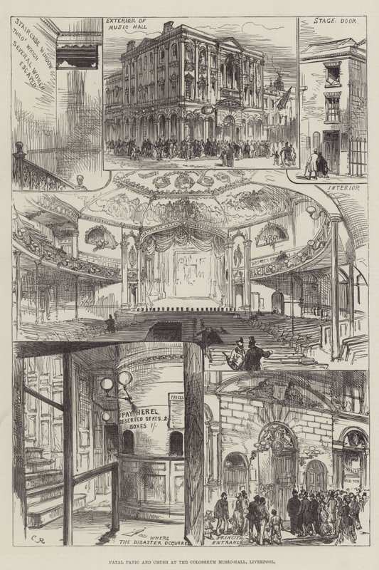 Tödliche Panik und Gedränge in der Colosseum Music-Hall, Liverpool von Sir John Charles Robinson