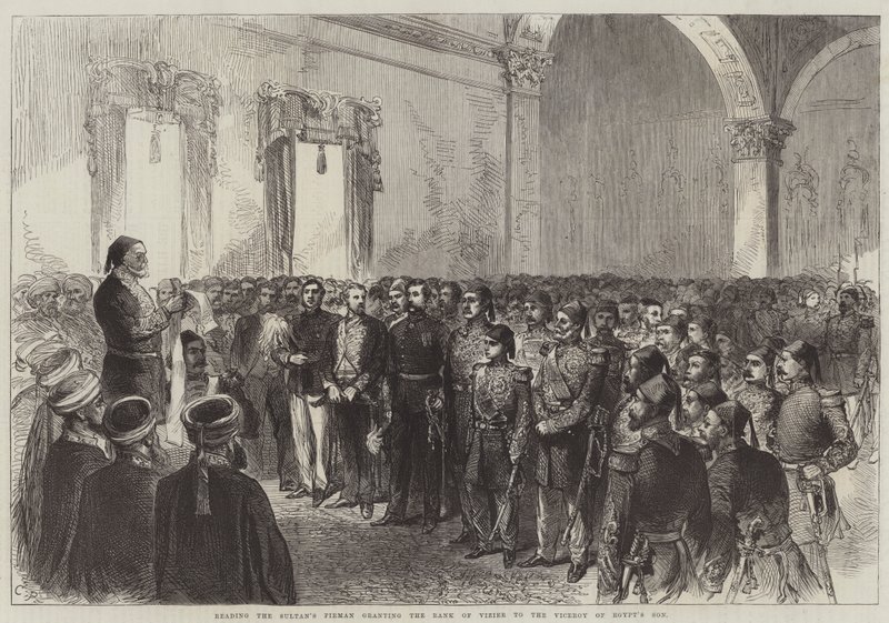 Lesen des Sultan-Firmans, der dem Vizekönig von Ägypten den Rang eines Wesirs verleiht von Sir John Charles Robinson
