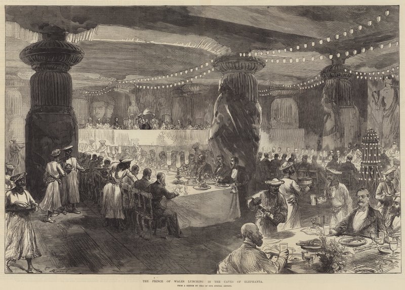 Der Prinz von Wales beim Mittagessen in den Höhlen von Elephanta von Sir John Charles Robinson