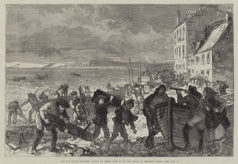 Das Tay-Brückenunglück, Trümmer am Strand von Broughty Ferry von Sir John Charles Robinson