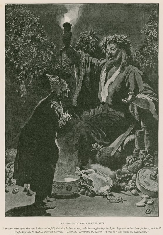Illustration für Eine Weihnachtsgeschichte von Charles Dickens von Charles (after) Green