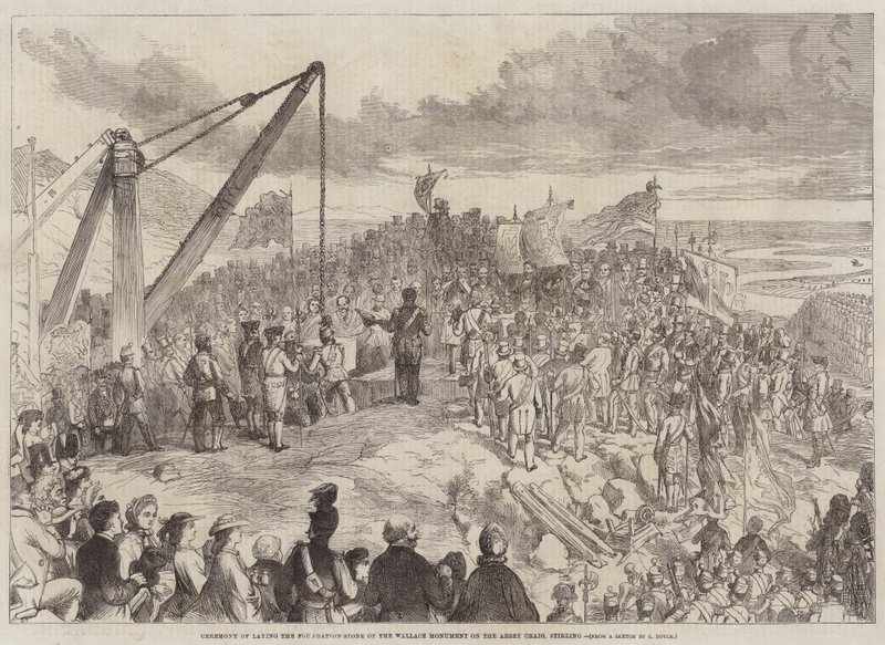 Zeremonie der Grundsteinlegung des Wallace-Denkmals auf der Abbey Craig, Stirling von Charles Altamont Doyle