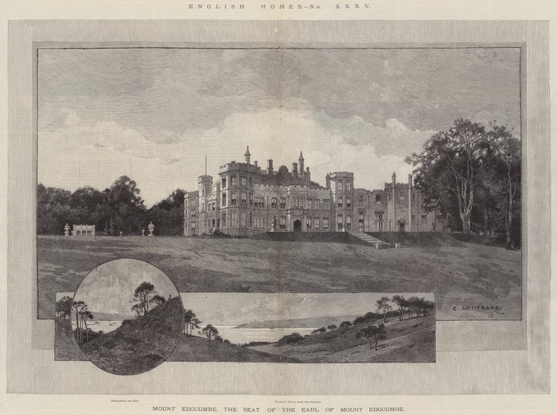 Englische Häuser, Mount Edgcumbe, der Sitz des Earl of Mount Edgcumbe von Charles Auguste Loye