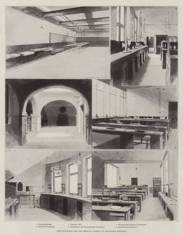Neue Gebäude für die medizinische Fakultät am Middlesex Hospital von Charles Auguste Loye