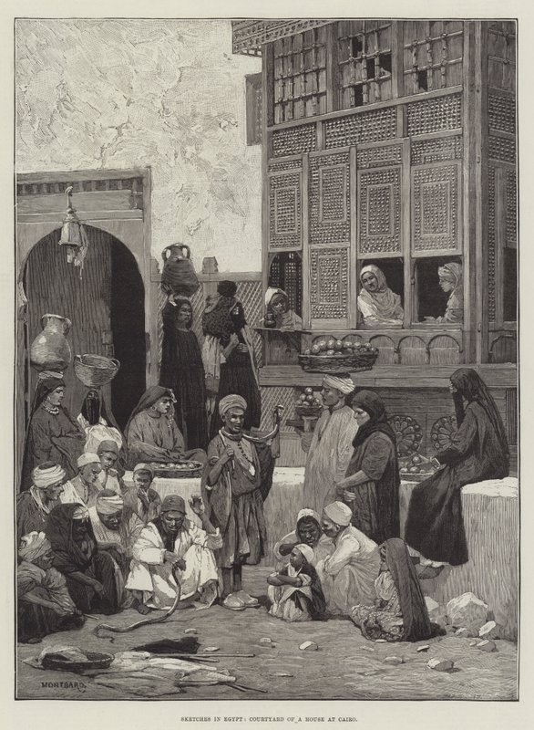 Skizzen in Ägypten, Innenhof eines Hauses in Kairo von Charles Auguste Loye