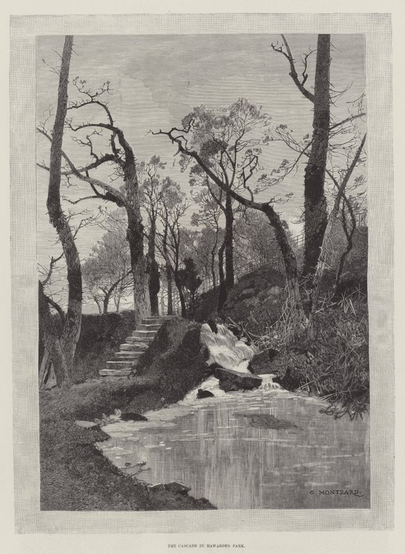 Der Wasserfall im Hawarden Park von Charles Auguste Loye