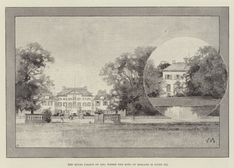 Der Königspalast von Loo, wo der König von Holland krank liegt von Charles Auguste Loye