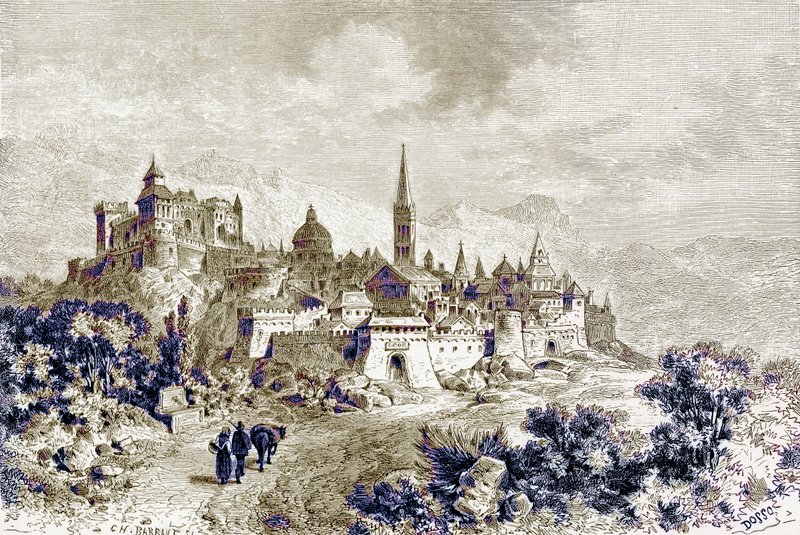 Ansicht von Spoleto, Illustration aus 