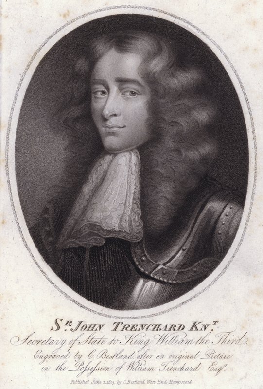 Sir John Trenchard, englischer Politiker und Staatssekretär für das Nordministerium unter König Wilhelm III. von Charles Bestland