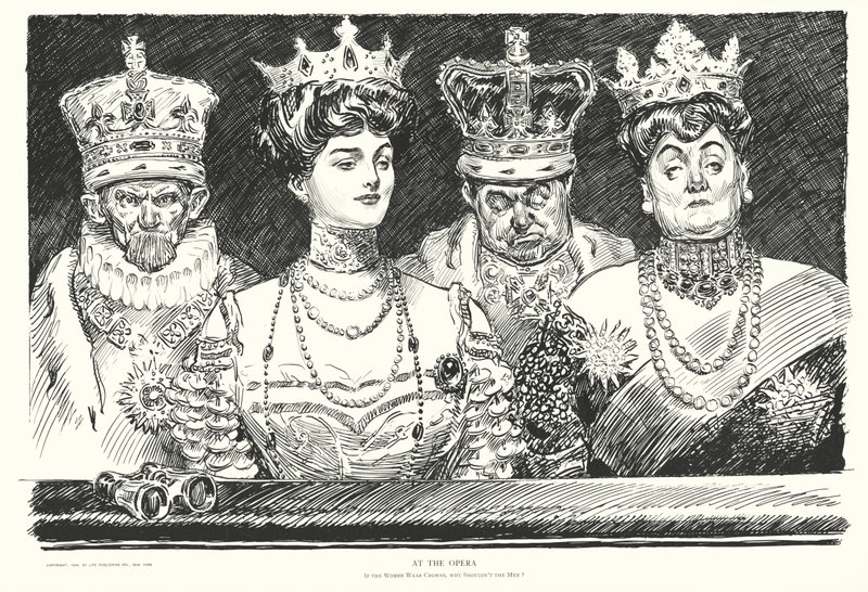 In der Oper, wenn die Frauen Kronen tragen, warum sollten die Männer das nicht auch? von Charles Dana Gibson