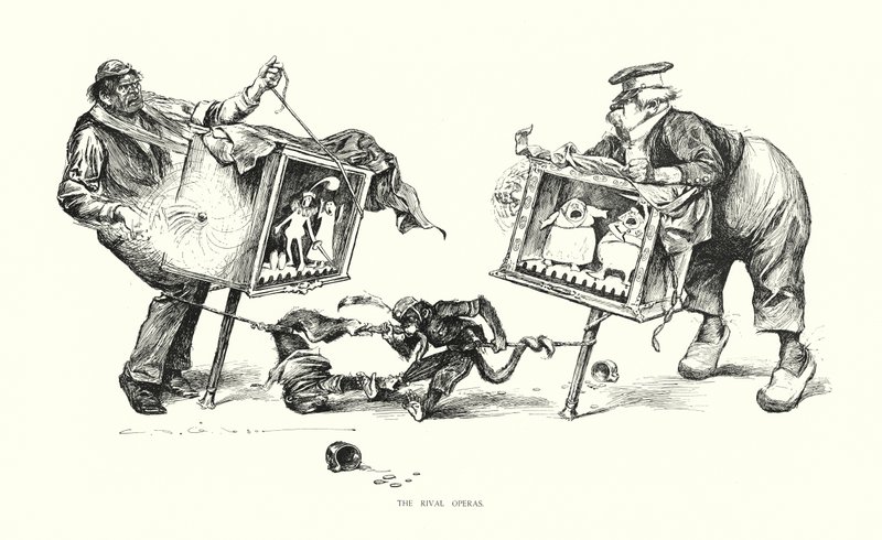 Die rivalisierenden Opern (Lithographie) von Charles Dana Gibson