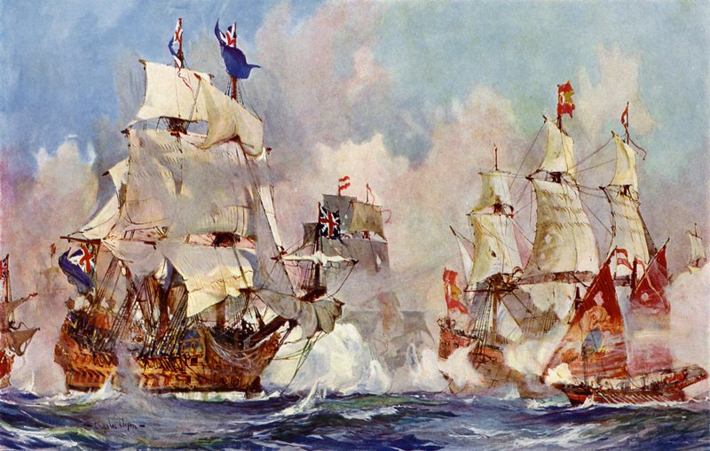 Der Prinz George in der Schlacht von Malaga, 1704 von Charles Edward Dixon