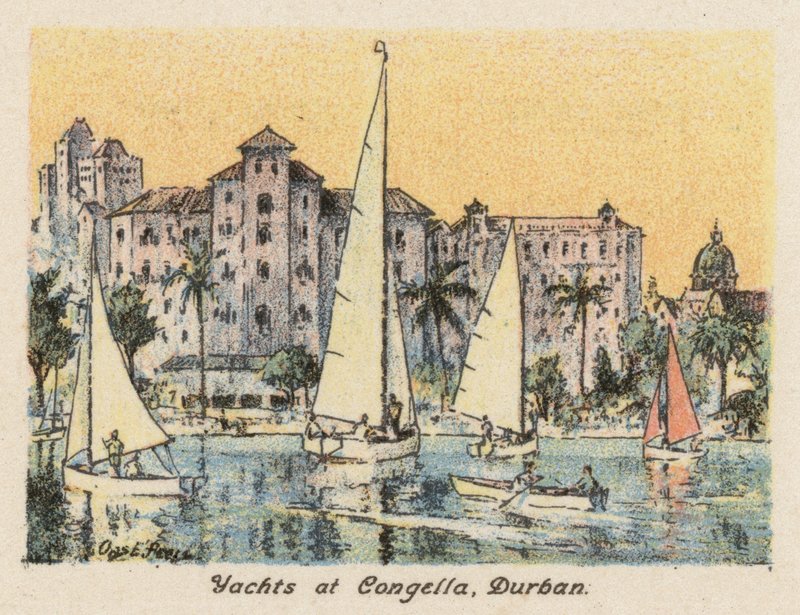 Südafrika: Yachten bei Congella, Durban (Farblithografie) von Charles Ernest Peers