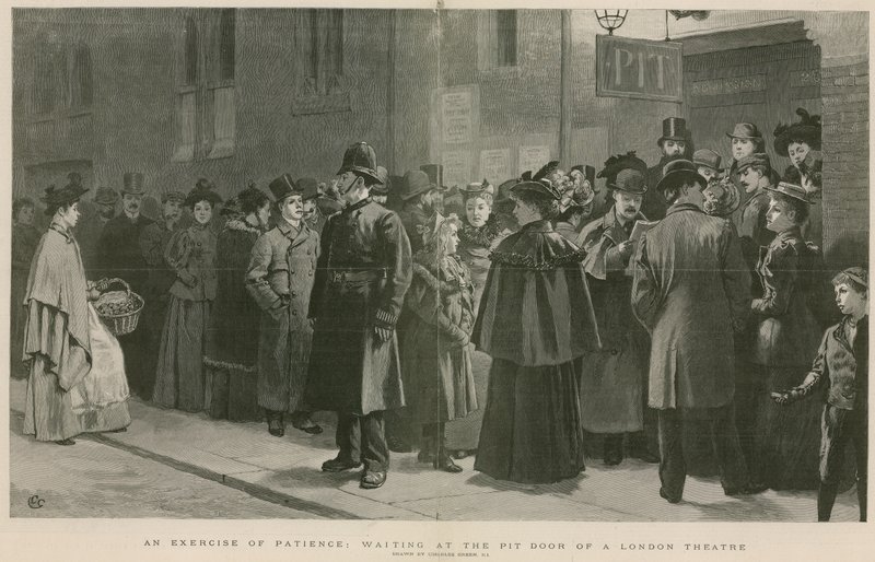 Eine Übung in Geduld: Warten an der Grubentür eines Londoner Theaters von Charles Green