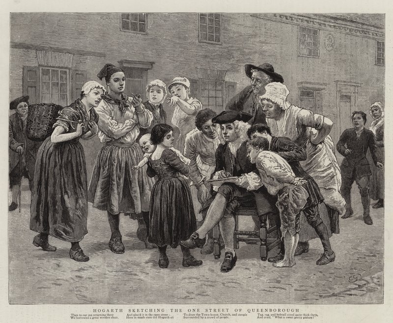 Hogarth skizziert die einzige Straße von Queenborough von Charles Green