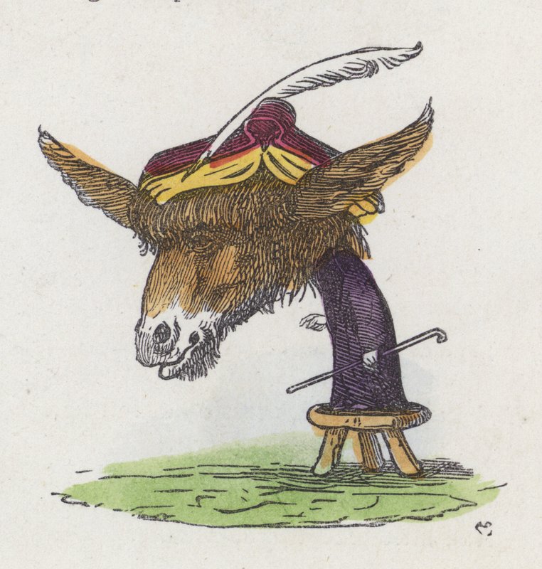 Esel steht auf einem Hocker von Charles Henry (after) Bennett