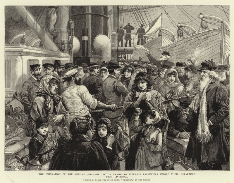 Die Auswanderung der russischen Juden, der Arzt untersucht die Passagiere der Zwischendeckklasse vor ihrer Abreise aus Liverpool von Charles J. Staniland