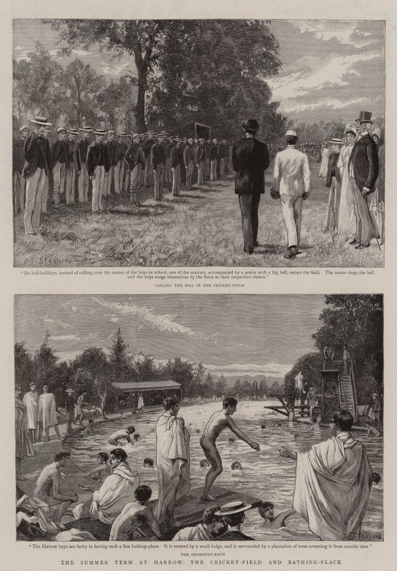 Das Sommersemester in Harrow, das Cricket-Feld und der Badeplatz von Charles J. Staniland