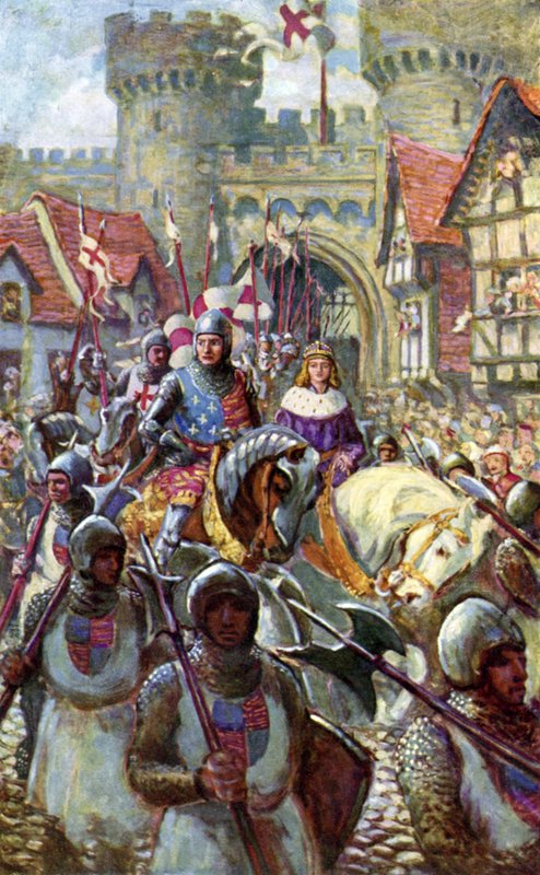 Edward V reitet mit Herzog Richard nach London von Charles John de (after) Lacy