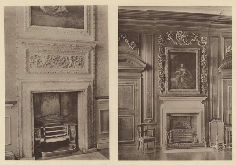 Belton House, Grantham, zwei Kaminstücke von Charles Latham