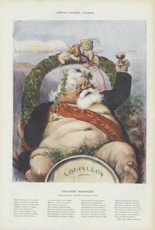Armand Fallieres, Winzer. Illustration für Le Rire von Charles Leandre