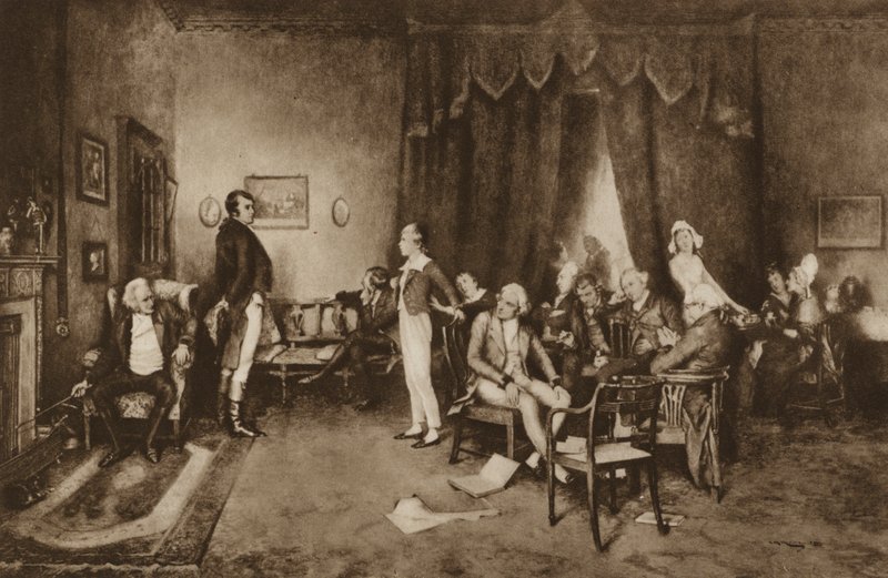 Treffen von Robert Burns und Sir Walter Scott, Edinburgh von Charles Martin (after) Hardie