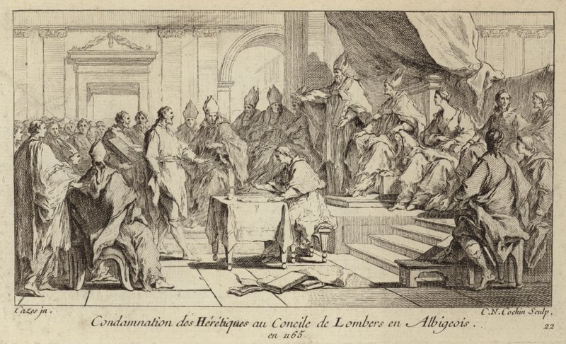 Verurteilung der Katharer als Ketzer auf dem Konzil von Lombers, Frankreich von Charles Nicolas II Cochin