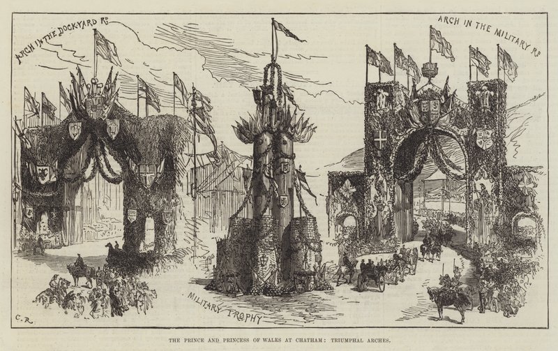 Der Prinz und die Prinzessin von Wales in Chatham, Triumphbögen von Sir John Charles Robinson