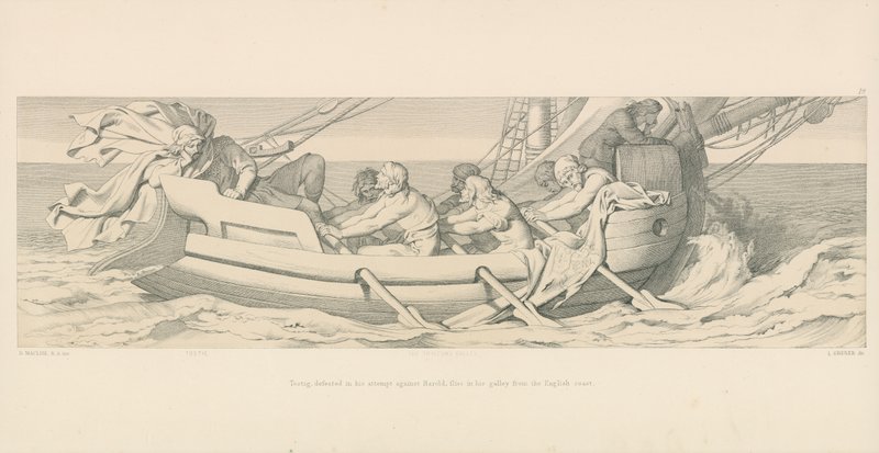 Tostig, nach seiner Niederlage gegen Harold, flieht in seiner Galeere von der englischen Küste von Daniel Maclise