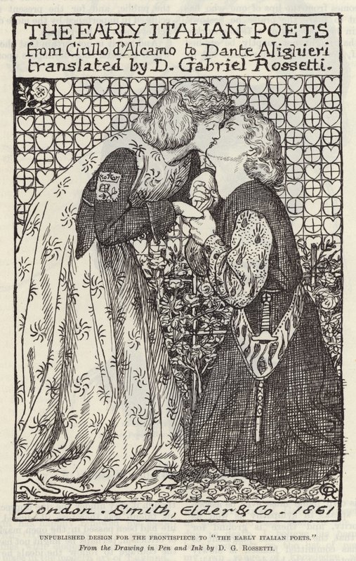 Unveröffentlichter Entwurf für das Frontispiz zu The Early Italian Poets von Dante Gabriel Charles Rossetti