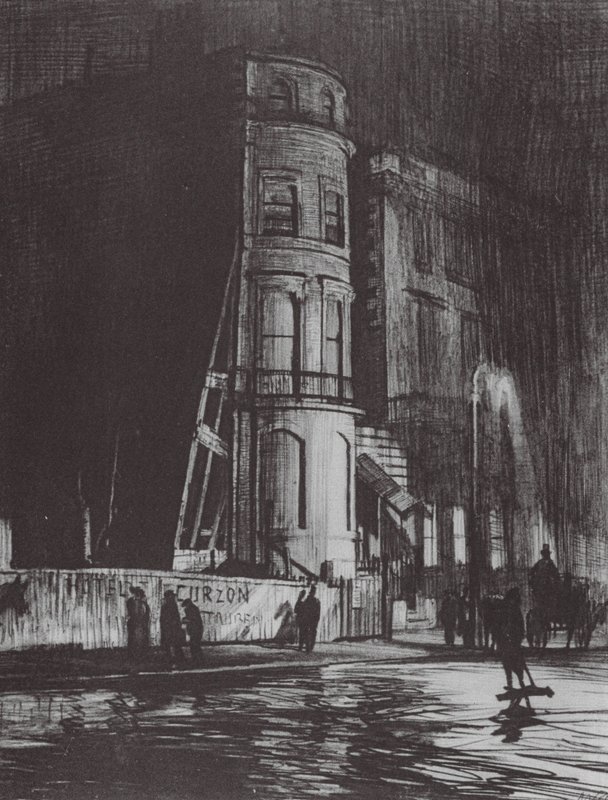 London: Piccadilly-Nacht, Der Savile Club von David Muirhead (after) Bone