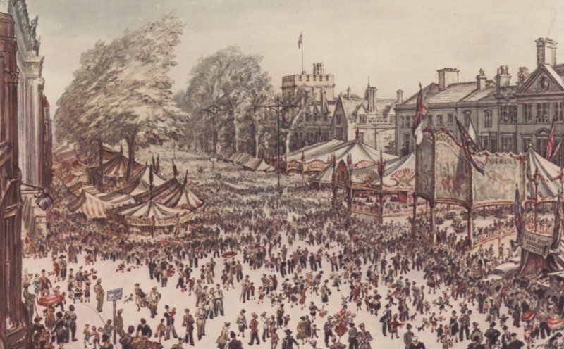 Oxford: St Giles Fair von David Muirhead (after) Bone