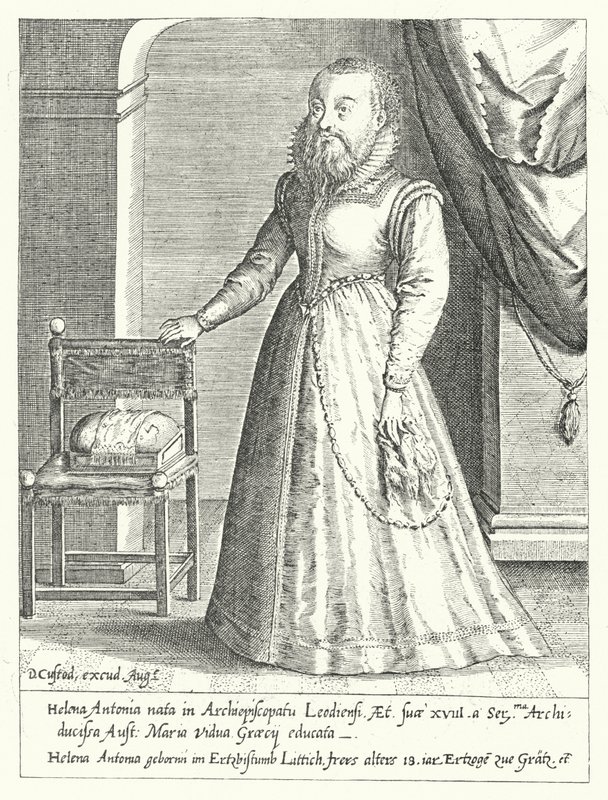 Helena Antonia von Lüttich, die bärtige weibliche Hofzwergin von Maria von Österreich, Heilige Römische Kaiserin von Dominicus or Custodis Custos