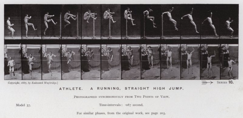 Die menschliche Figur in Bewegung: Athlet, ein gerader Hochsprung von Eadweard Muybridge