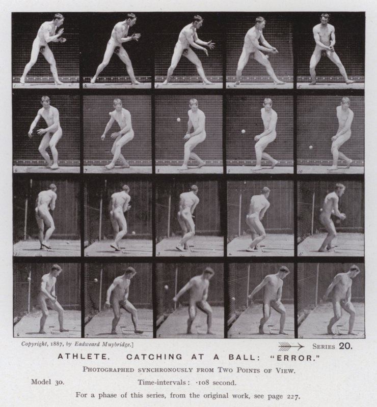 Die menschliche Figur in Bewegung: Athlet, der nach einem Ball greift, "Fehler" von Eadweard Muybridge
