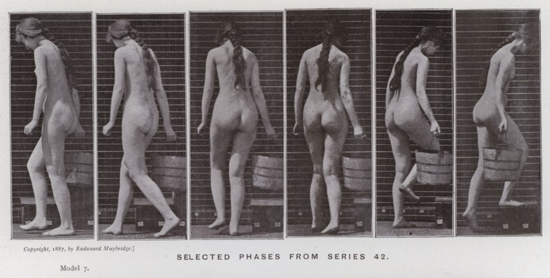 Die menschliche Figur in Bewegung: Ausgewählte Phasen aus Serie 42 von Eadweard Muybridge