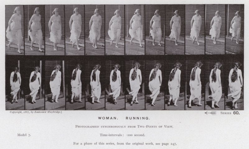 Die menschliche Figur in Bewegung: Frau, läuft von Eadweard Muybridge