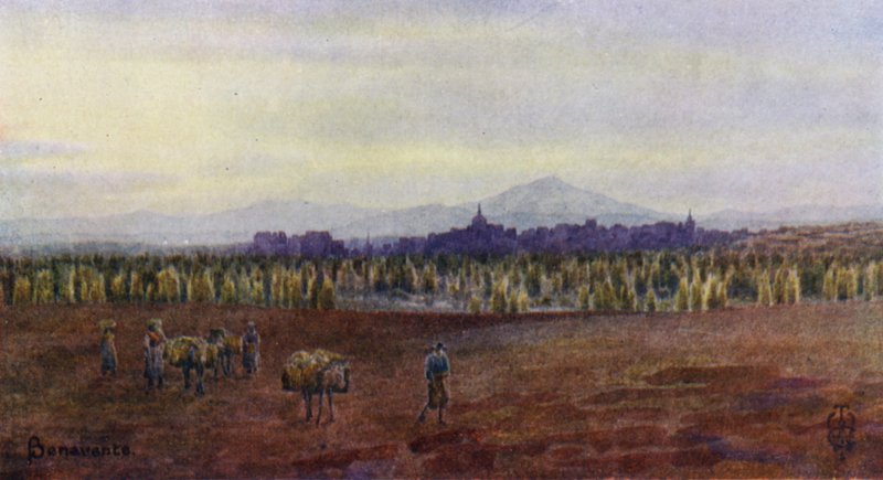 Nordspanien: Benavente, von der Brücke von Castro Gonzalo von Edgar T. A. Wigram