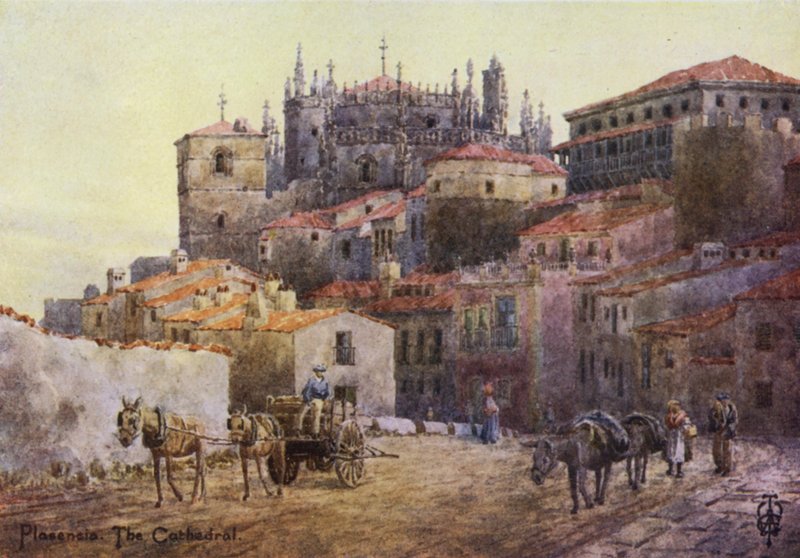 Nordspanien: Plasencia, die Stadtmauern und die Kathedrale von Edgar T. A. Wigram