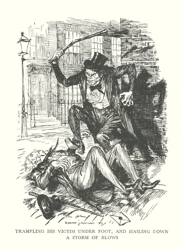 Illustration für R. L. Stevensons Der seltsame Fall des Dr. Jekyll und Mr. Hyde von Edmund Joseph (after) Sullivan