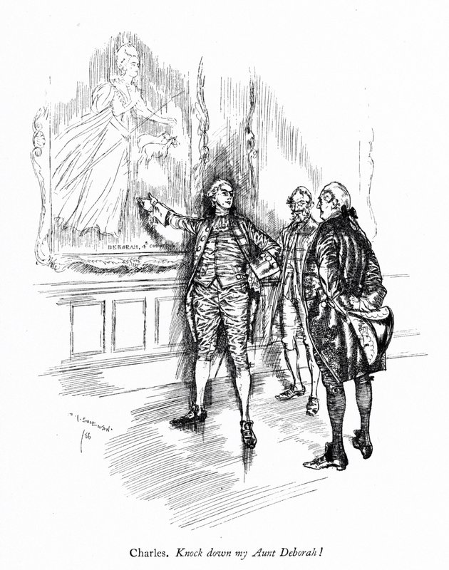 Illustration für Sheridans Die Schule des Skandals (Stich) von Edmund Joseph (after) Sullivan