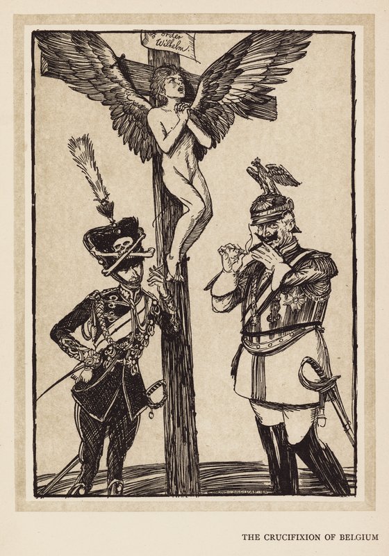 Der Kranz des Kaisers: Die Kreuzigung Belgiens (Lithografie) von Edmund Joseph (after) Sullivan