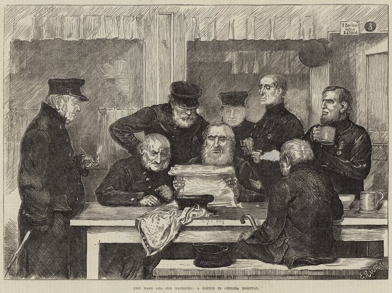 Neue Kriege und alte Krieger, eine Skizze im Chelsea Hospital von Edmund Richard White