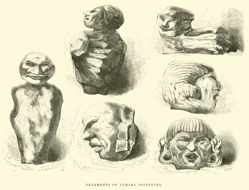 Fragmente der Aymara-Skulptur von Edouard Riou