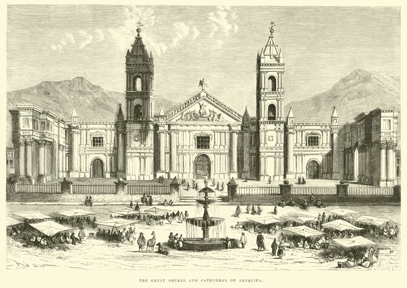 Der große Platz und die Kathedrale von Arequipa von Edouard Riou
