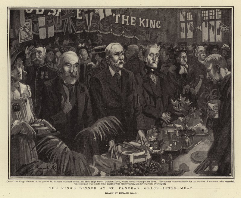 Das Abendessen des Königs in St Pancras, Dankgebet nach dem Essen von Edward Read