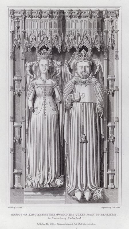 Abbild von König Heinrich IV. und seiner Königin Johanna von Navarra in der Kathedrale von Canterbury (Gravur) von Edward Blore